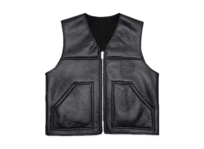 Supreme Reversible Faux Shearling Work Vest "Black"