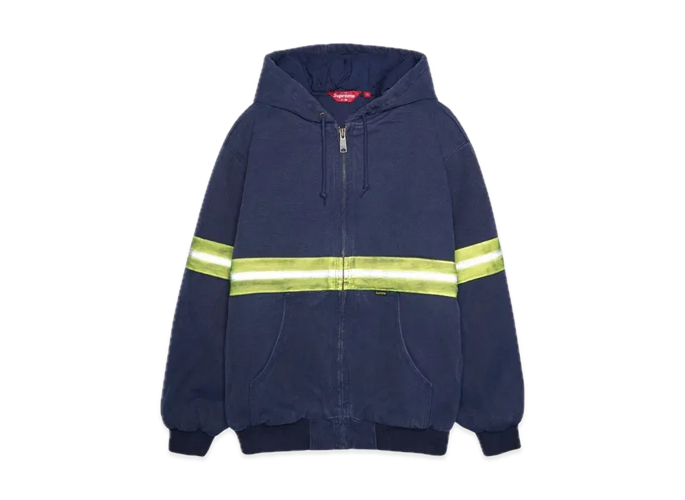 Supreme Reflective Stripe Hooded Work Jacket "Navy"