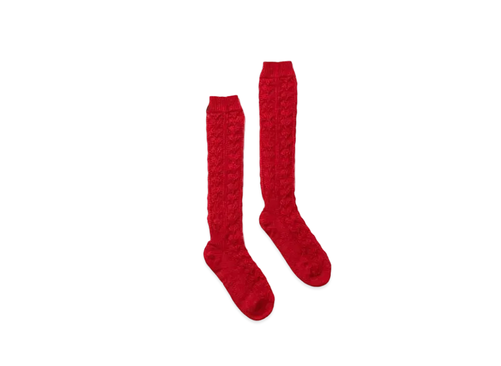 beautiful people Mohair Lace Knitted Socks "Red"