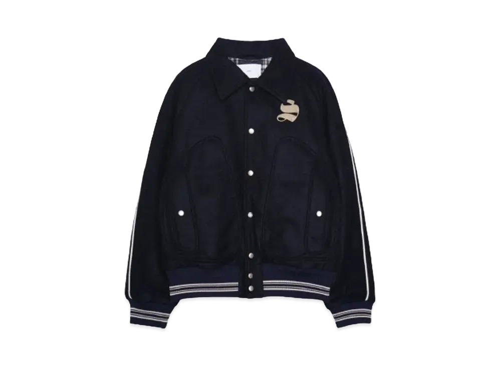 SUGARHILL WOOL MELTON STADIUM JACKET "NAVY"