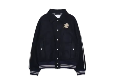 SUGARHILL WOOL MELTON STADIUM JACKET "NAVY"