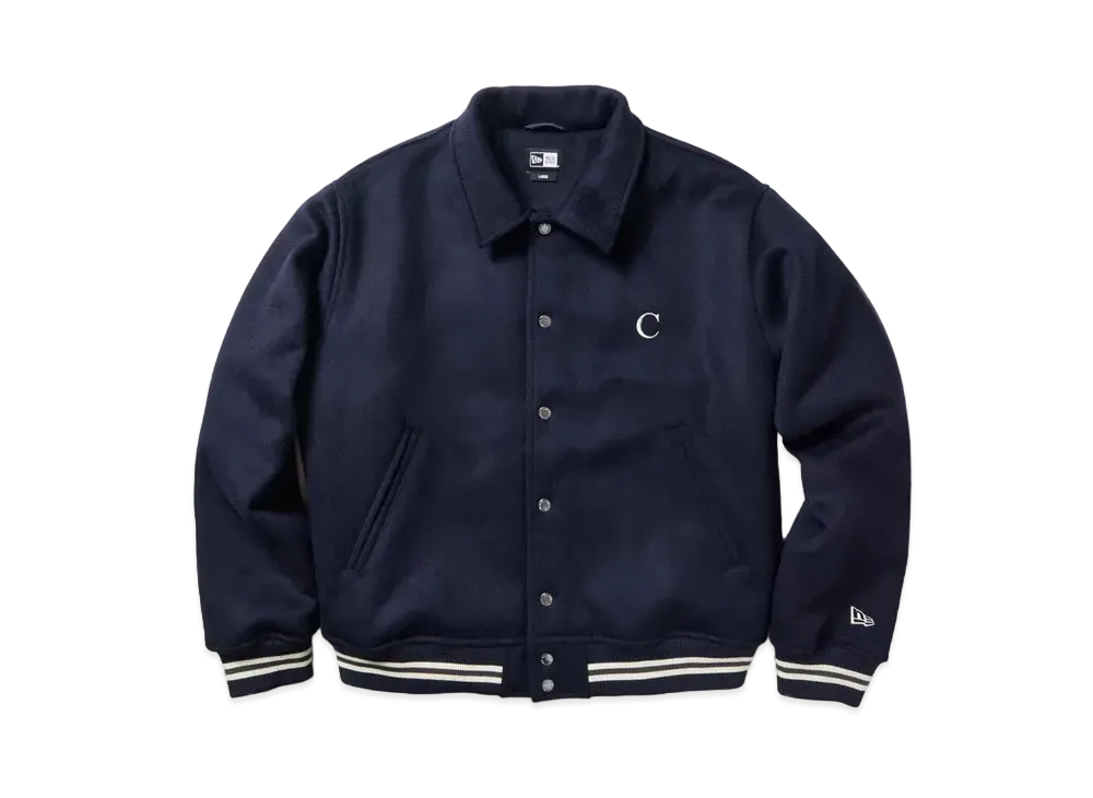 NEW ERA x CALNAMUR Melton Varsity Jacket "Navy"