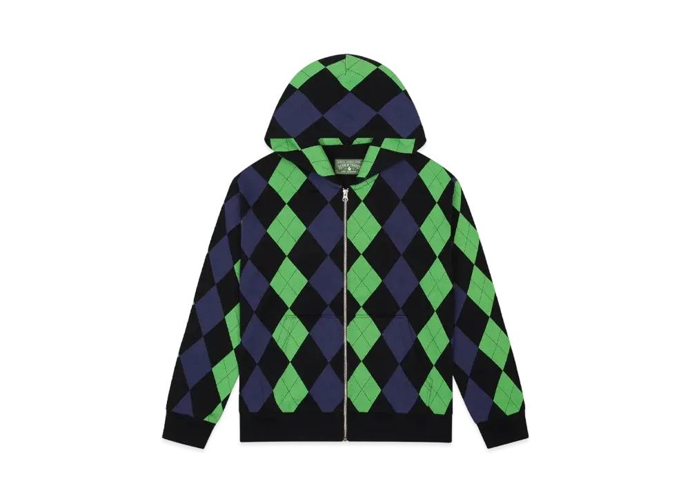 DENIM TEARS Intarsia Zip Hoodie "Green"