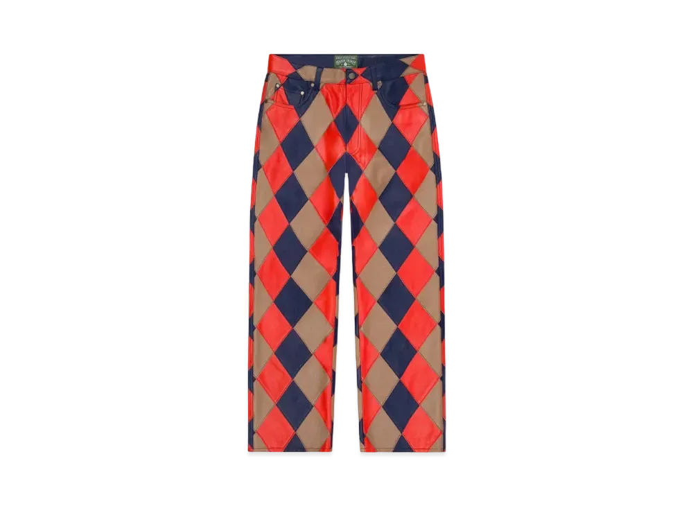 DENIM TEARS Lamb Leather Jacquard Patchwork Pant "Tan"