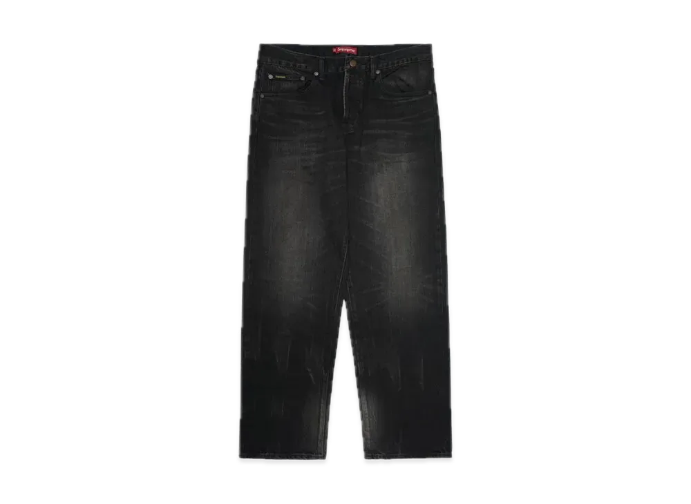 Supreme Distressed Loose Fit Selvedge Jean "Washed Black" (24FW)