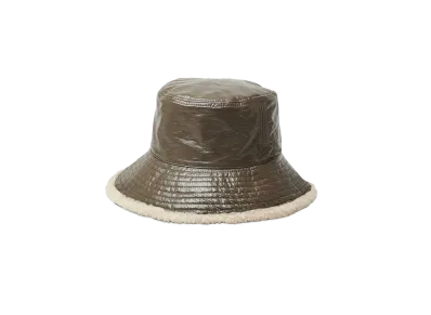 NEW ERA Fluffy and Soft Bucket 03 Reversible Enamel Leather Boa Fleece "Mocha/Gray"