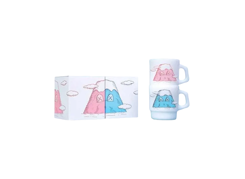 KAWS HOLIDAY Japan Mount Fuji Fire-King Mug Set (Set of 2) "Multi"