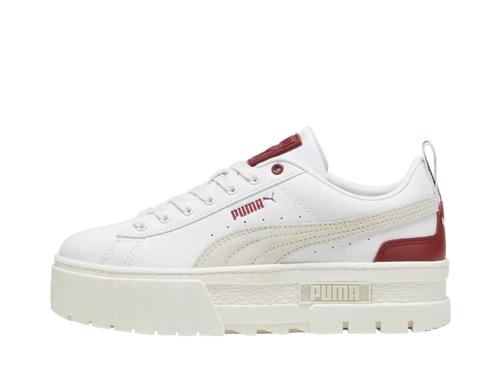 Puma Women's Mayze Leather "Puma White/Intense Red"