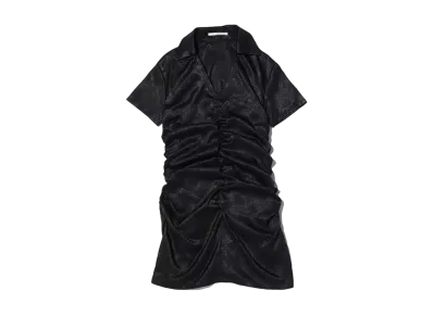 atmos pink Collared Satin Ruched "Black"