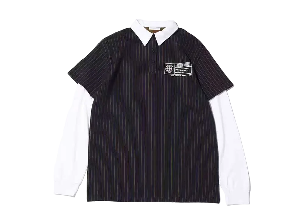 atmos pink Layered Style Collared Baseball Dress "Navy"