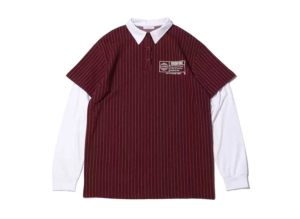 atmos pink Layered Style Collared Baseball Dress "Red"