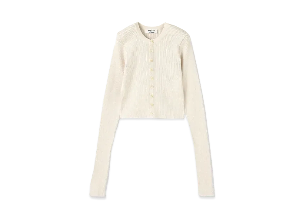 Ron Herman 15th Anniversary AURALEE Silk Giza Rib Short Cardigan "White"