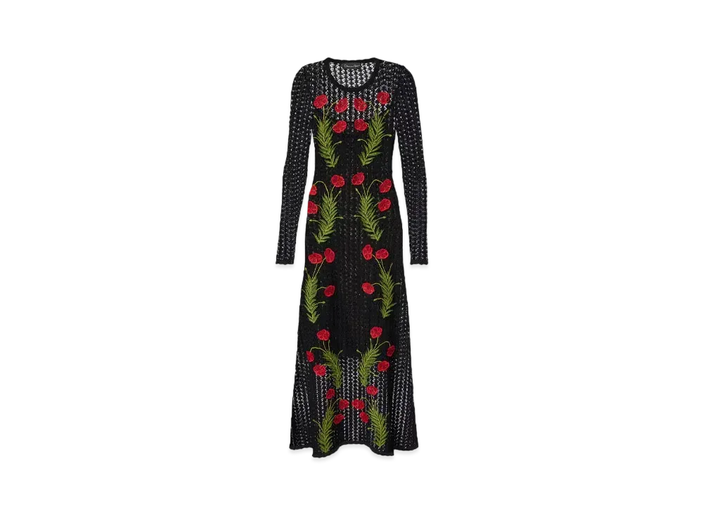 Ron Herman 15th Anniversary Oscar de la Renta Carnation Knit Dress "Black"