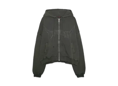 LU'U DAN WASHED OUT ZIP UP HOODIE "WASHED BLACK"