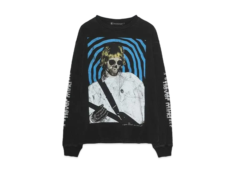 A GOOD BAD INFLUENCE SKULL FACE COBAIN LONG SLEEVE T-SHIRT "BLACK"
