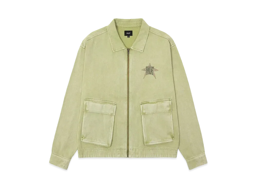 HUF Fall 24 Intergalactic Frequency Zip Shacket "Pistachio"