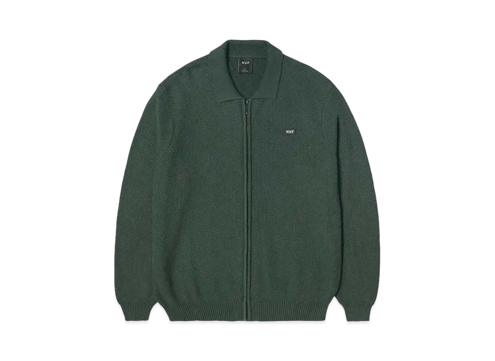 HUF Anton Zip Overdyed Sweater "Hunter Green"