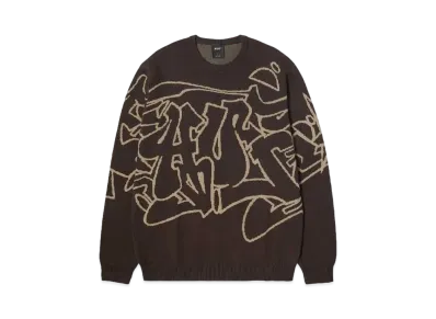 HUF Fall 24 Outlines Crewneck Sweater "Espresso"