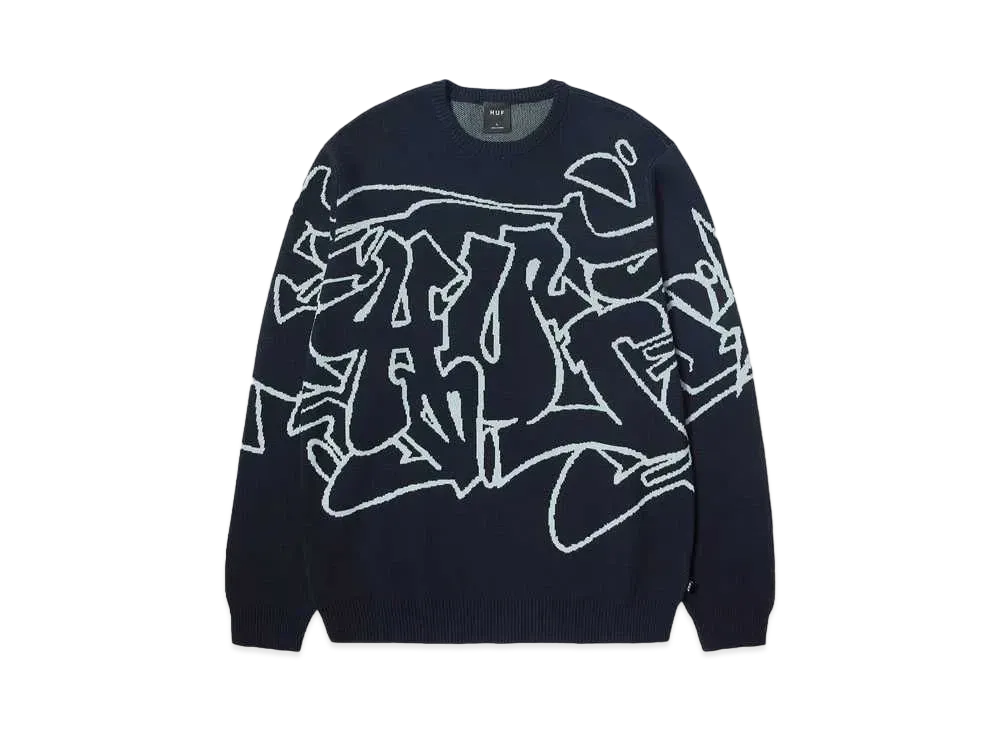 HUF Fall 24 Outlines Crewneck Sweater "Navy"