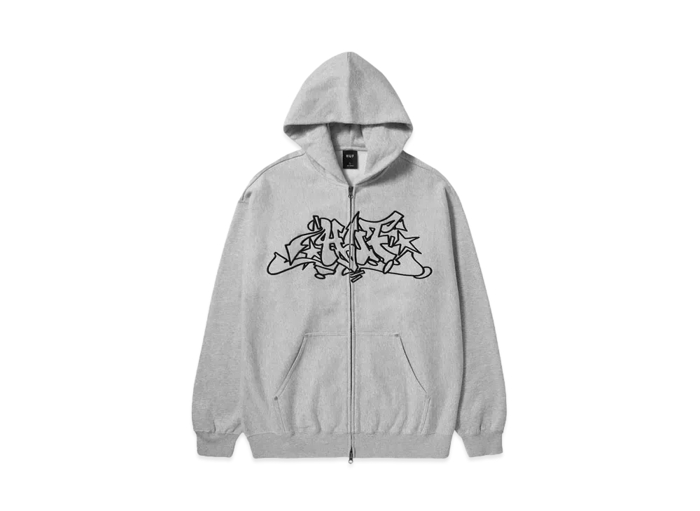 HUF Fall 24 Outlines Heavy Weight Full Zip Fleece "Heather Grey"