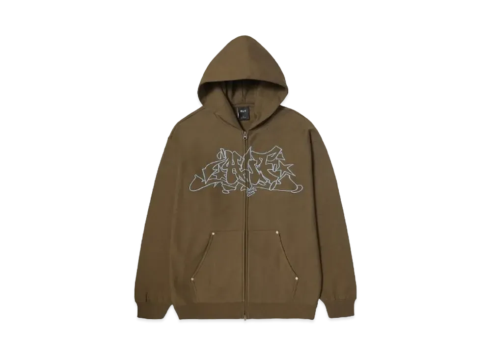 HUF Fall 24 Outlines Heavy Weight Full Zip Fleece "Brown"