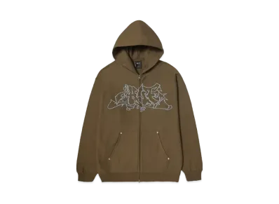 HUF Fall 24 Outlines Heavy Weight Full Zip Fleece "Brown"