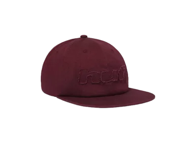 HUF Fall 24 Distressed Logo 5 Panel Hat "Raisin"