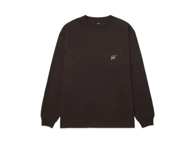 HUF Script Pocket Long Sleeve Tee "Espresso"
