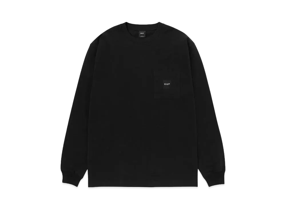 HUF Box Logo Pocket Long Sleeve Tee "Black"