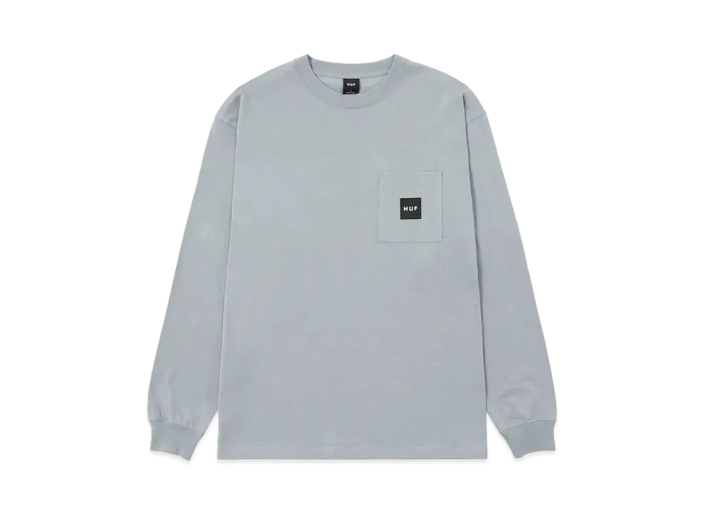HUF Box Logo Pocket Long Sleeve Tee "Light Gray"
