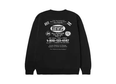 HUF Fall 24 As Seen On TV Crewneck "Black"