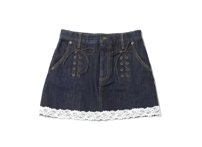 atmos pink x Angel Blue Denim Skirt With Nakamura-Kun Patch "Indigo"
