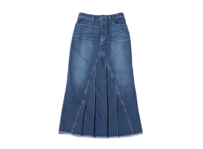 atmos pink Long Denim Pleated Skirt "Indigo"