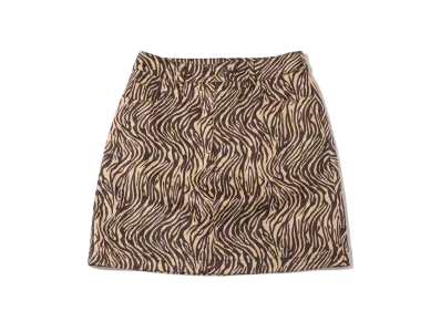 atmos pink Cow Pattern Fur Trapezoid Mini Skirt "Brown"
