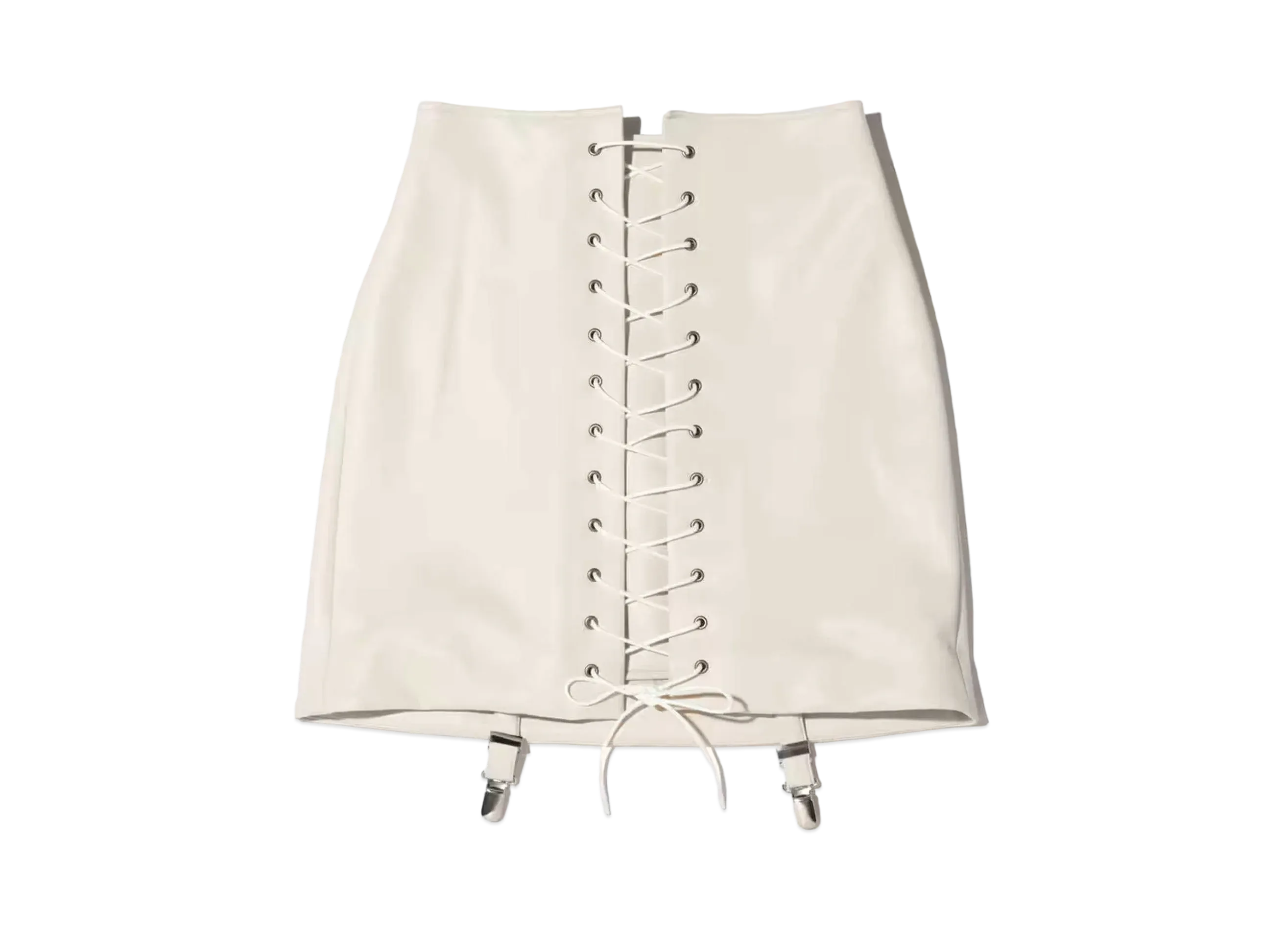 atmos pink Lace-Up Faux Leather Skirt With Garter "White"