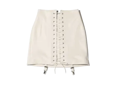 atmos pink Lace-Up Faux Leather Skirt With Garter "White"