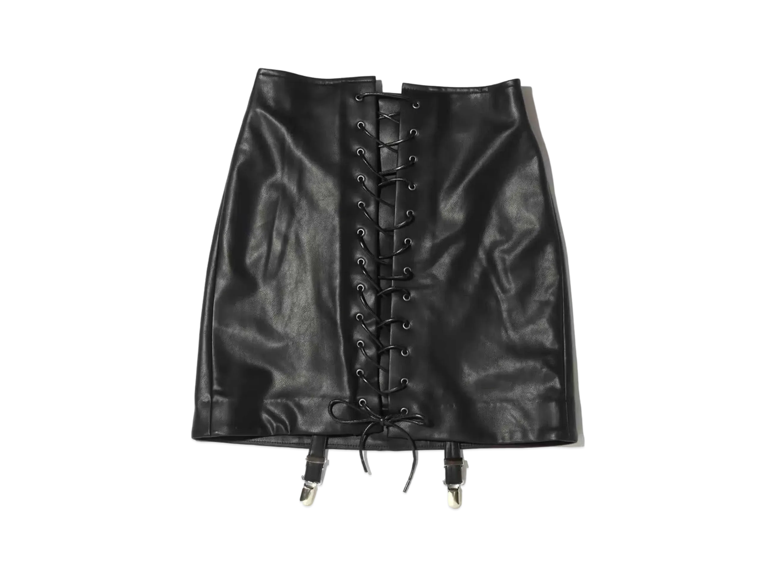atmos pink Lace-Up Faux Leather Skirt With Garter "Black"