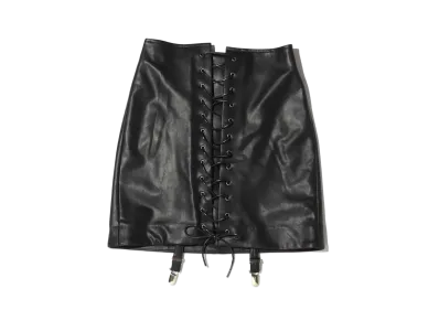 atmos pink Lace-Up Faux Leather Skirt With Garter "Black"