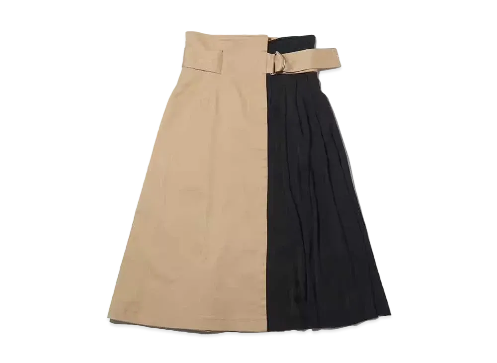atmos pink Asymmetry Pleated Wrap Skirt "Beige"