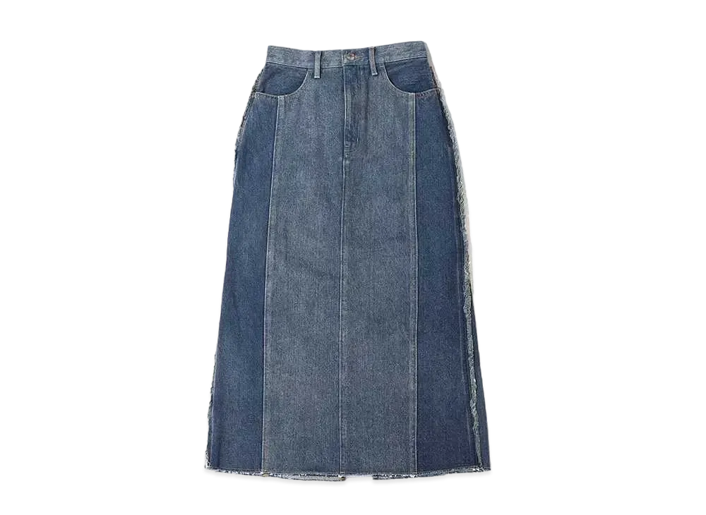 atmos pink Fringe Denim Skirt "Indigo"