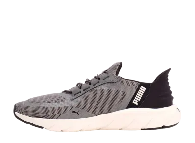 Puma Softride Flex Lace Ease in Wide "Flat Medium Gray/Flat Dark Gray/Warm White"