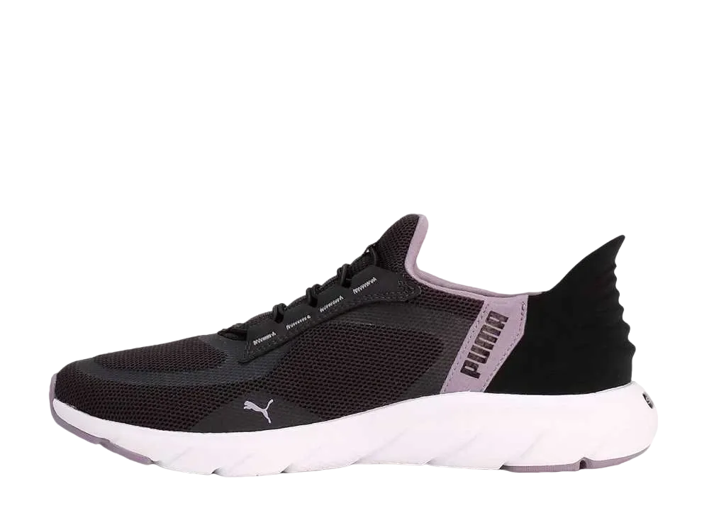 プーマ ソフトライド フレックス レース イーズイン ワイド "フラットダークグレー/プーマブラック/ペールプラム"