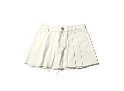 atmos pink Denim Pleated Mini Skirt "White"