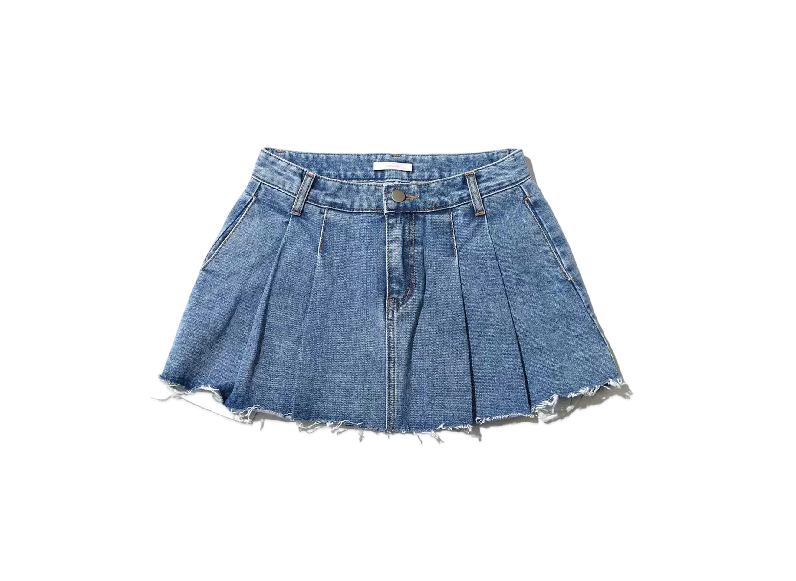 atmos pink Denim Pleated Mini Skirt "Indigo"