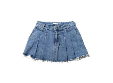 atmos pink Denim Pleated Mini Skirt "Indigo"