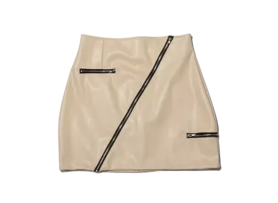 atmos pink Leather Zip Skirt "Beige"