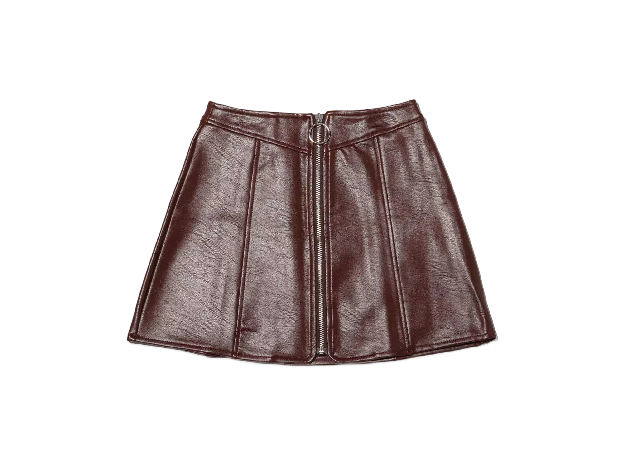 atmos pink Center-Zip Faux-Leather Skirt "Brown"