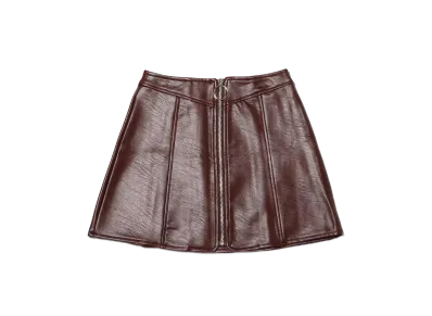 atmos pink Center-Zip Faux-Leather Skirt "Brown"