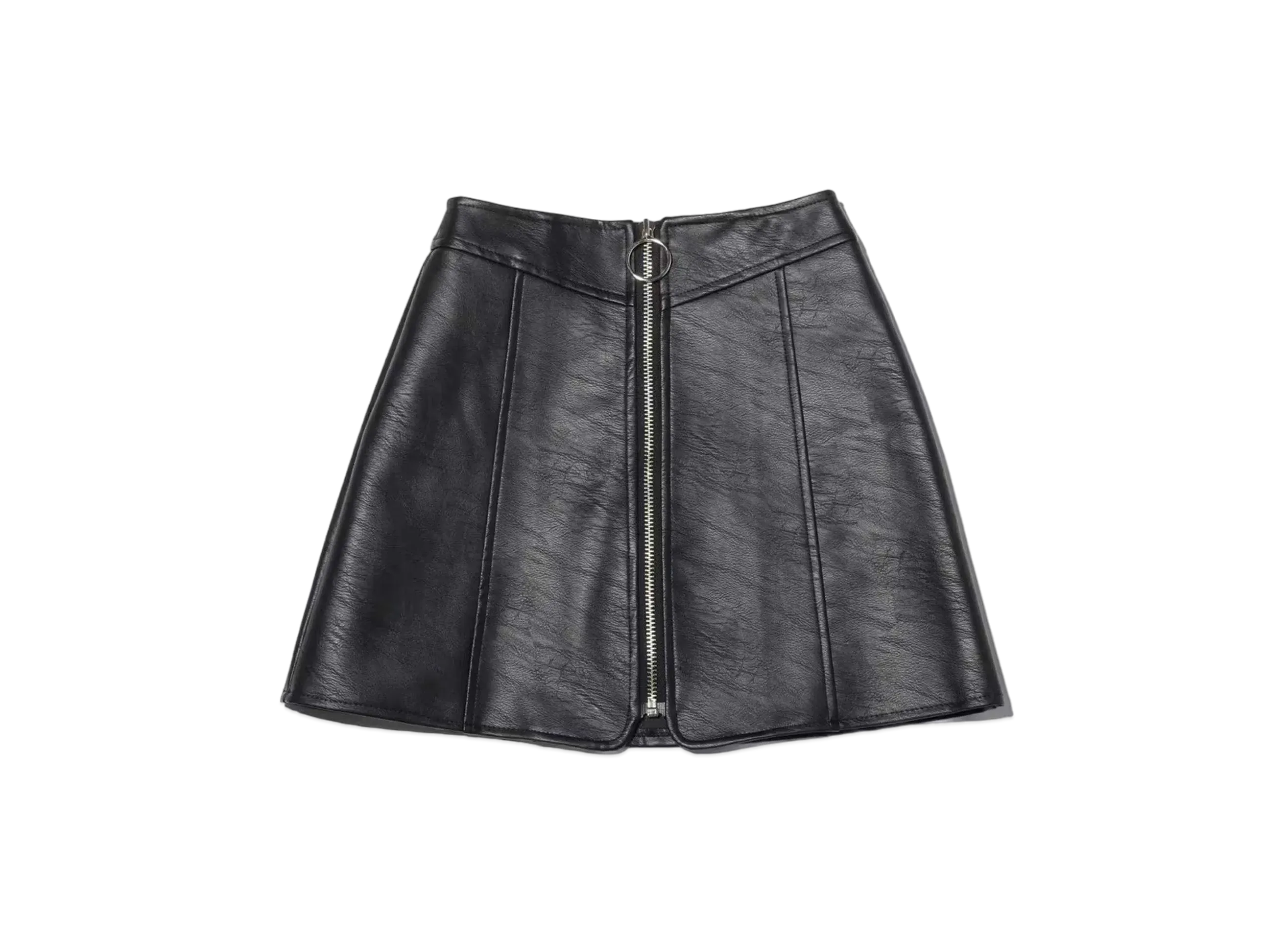 atmos pink Center-Zip Faux-Leather Skirt "Black"