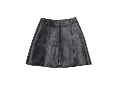 atmos pink Center-Zip Faux-Leather Skirt "Black"